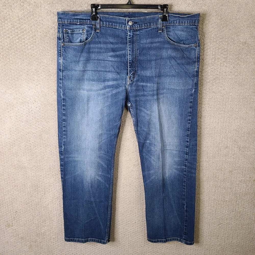 Levis Jeans Mens 42x30 Blue Athletic Taper Stretch Denim Dark Wash Cotton Blend